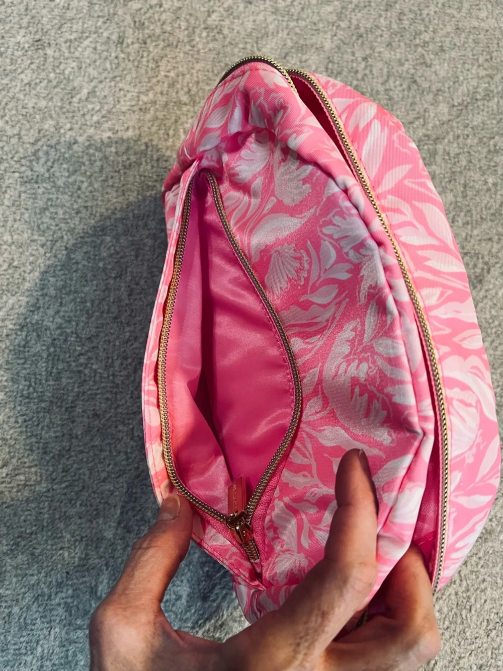 Lilly Pulitzer Pink and White Floral Cosmetic Bag